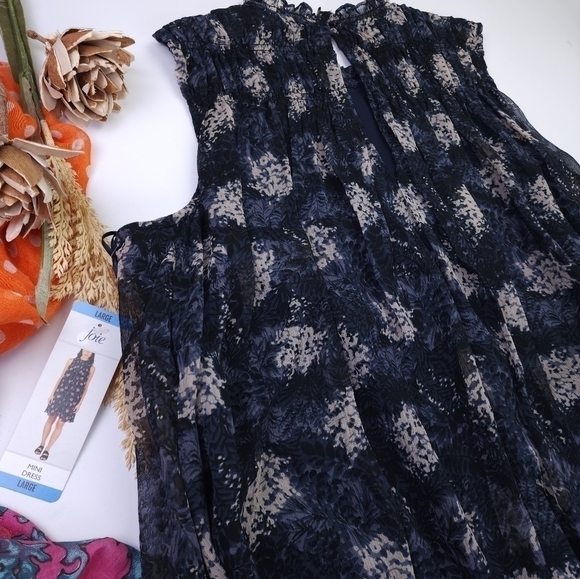 New Joie Blue Beige Patterned Dress Size L - Picture 13 of 15